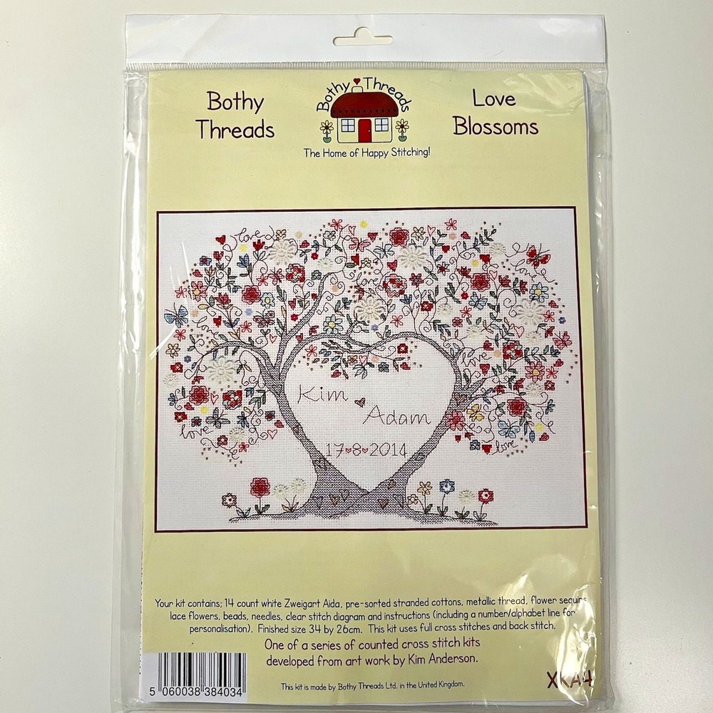 Bothy Threads Love Blossoms Wedding Announcement Remembrance Cross Stitch Kit